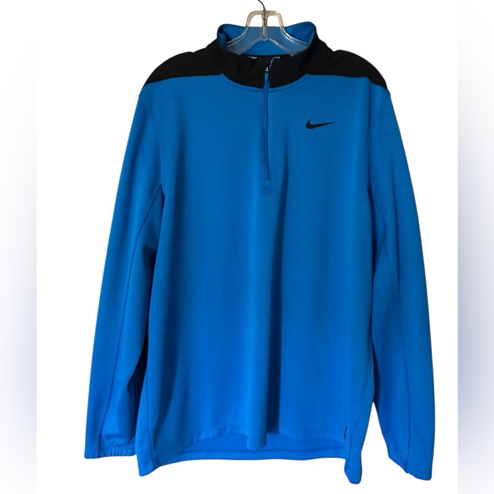 Nike Men’s Bright Blue with Black Shoulder Quarter-Zip Dri Fit Pullover